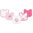 thumbnail image 1 of Luvable Friends Baby Girl Cotton Terry Drooler Bibs with PEVA Back 5pk, Floral, One Size, 1 of 2