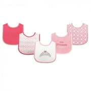 Luvable Friends Baby Girl Cotton Terry Drooler Bibs with PEVA Back 5pk, Princess, One Size