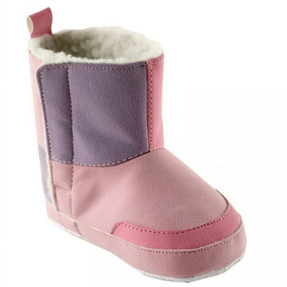 Luvable Friends Baby Girl Crib Shoes, Pink Boots, 6-12 Months