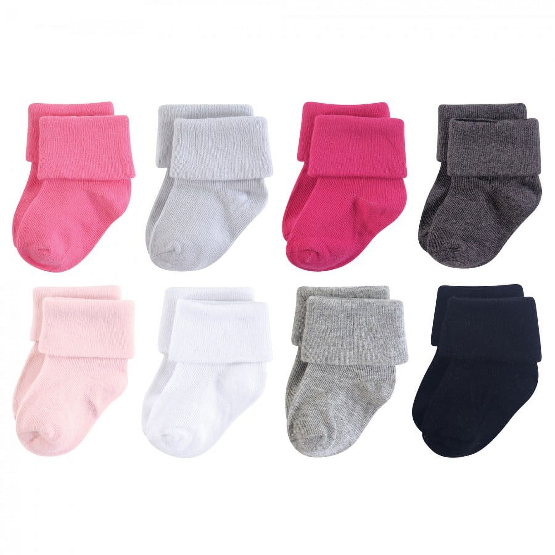 Luvable Friends Baby Girl Fun Essential Socks, Gray Pink, 12-24 Months