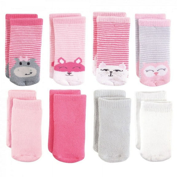 Luvable Friends Baby Girl Fun Essential Socks, Hippo Cat, 0-6 Months