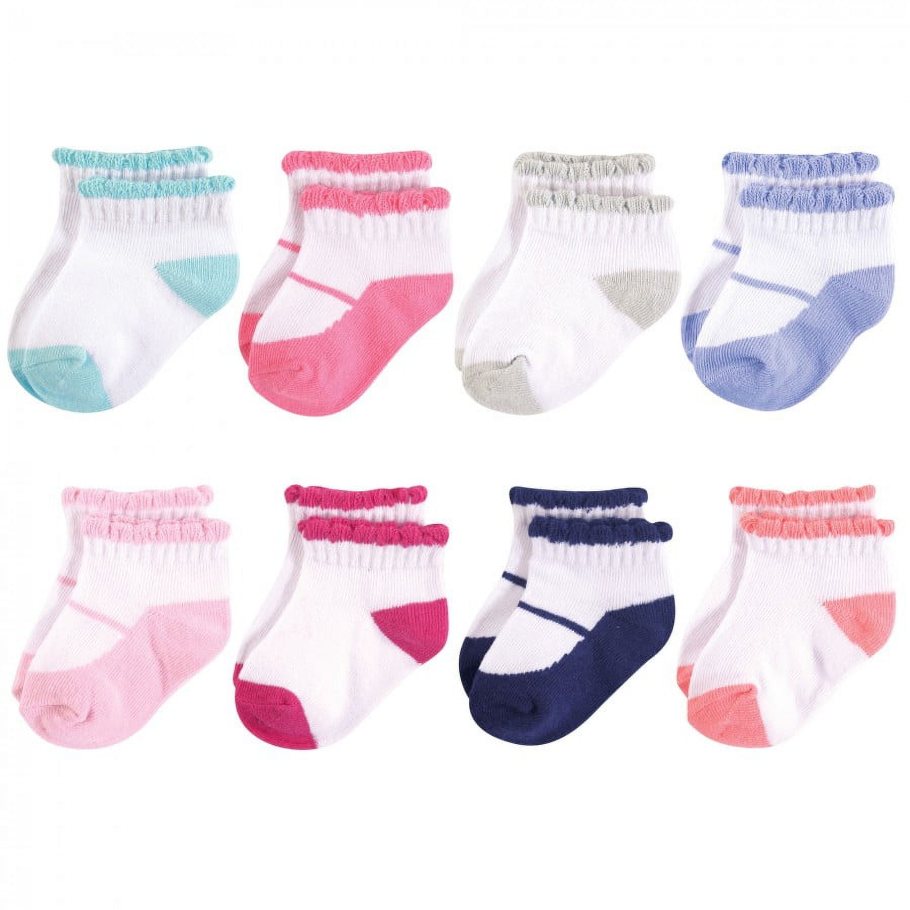 Luvable Friends Baby Girl Fun Essential Socks, Mary Jane Navy, 6-12 Months