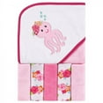 thumbnail image 1 of Luvable Friends Baby Girl Hooded Towel with Five Washcloths, Tropical Octopus, One Size, 1 of 2
