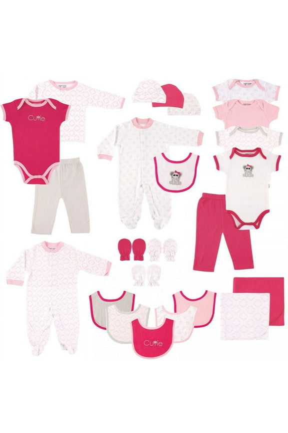 Baby Girl Layette Gift Cube, Elephant, 0-6 Months