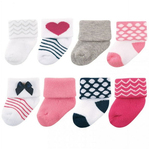 Luvable Friends Baby Girl Newborn and Baby Terry Socks, Bow, 6-12 Months