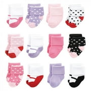Luvable Friends Baby Girl Newborn and Baby Terry Socks، Coral Lilac Mary Janes 12-Pack، 0-6 Months