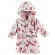 Luvable Friends Baby Girl Plush Bathrobe, Floral, 0-9M