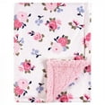 thumbnail image 1 of Luvable Friends Baby Girl Plush Blanket with Faux Shearling Back, Pink Floral, One Size, 1 of 3