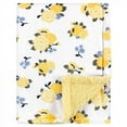 thumbnail image 1 of Luvable Friends Baby Girl Plush Blanket with Faux Shearling Back, Yellow Floral, One Size, 1 of 1