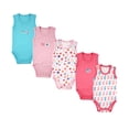 thumbnail image 1 of Luvable Friends Baby Girl Sleeveless Bodysuits, 5-pack, 1 of 1