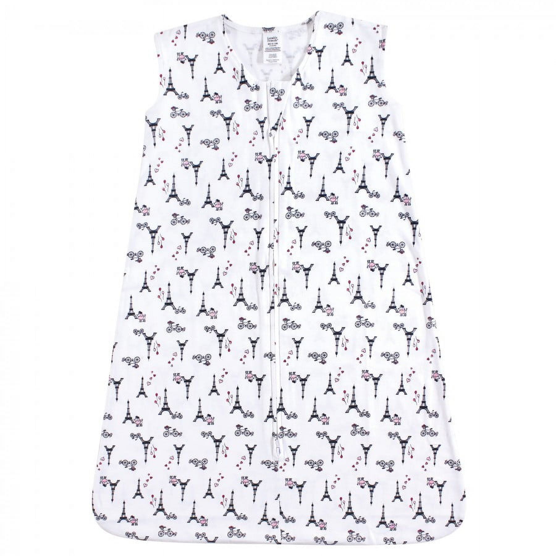 Luvable Friends Baby Girl Sleeveless Jersey Cotton Sleeping Bag, Sack, Blanket, French Poodle Jersey, 6-12 Months