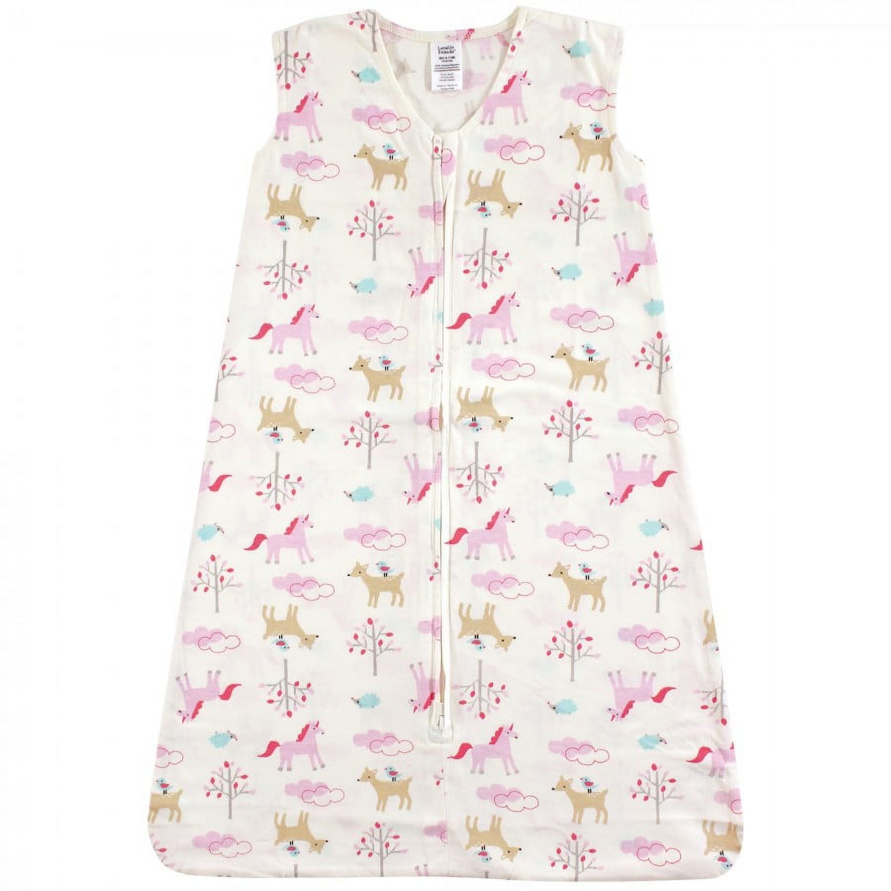 Luvable Friends Baby Girl Sleeveless Jersey Cotton Sleeping Bag, Sack, Blanket, Magical Forest Jersey, 6-12 Months