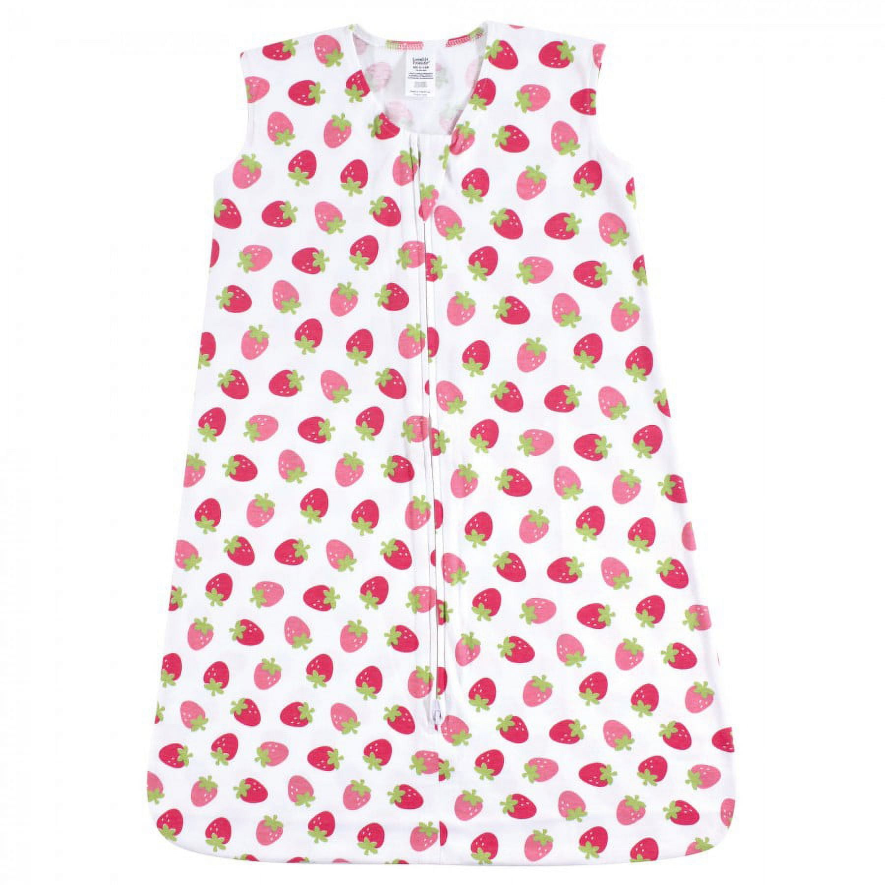 Luvable Friends Baby Girl Sleeveless Jersey Cotton Sleeping Bag, Sack, Blanket, Strawberry Jersey, 18-24 Months
