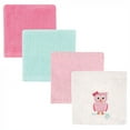 thumbnail image 1 of Luvable Friends Baby Girl Super Soft Cotton Washcloths, Owl, One Size, 1 of 4