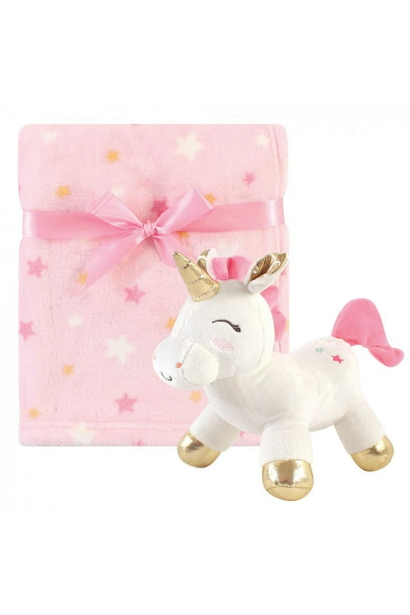 Baby Girl Unicorn Themed Baby Bedding Set, Unicorn Blanket And Toy, One Size