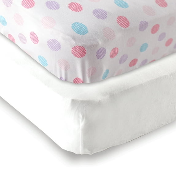 Luvable Friends Baby Girls' Fitted Crib Sheet, 2-Pack, Choose Your Color