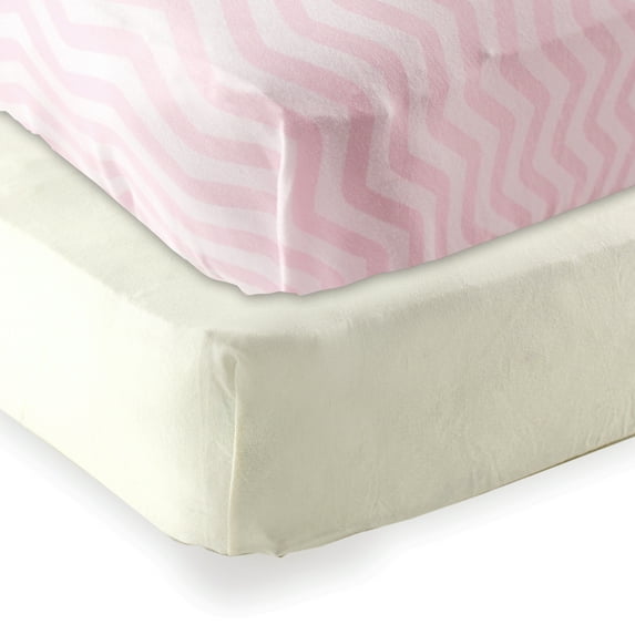 Luvable Friends Baby Girls' Fitted Crib Sheet, 2-Pack, Choose Your Color