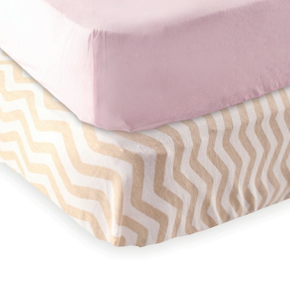 Luvable Friends Baby Girls' Fitted Crib Sheet, 2-Pack, Choose Your Color