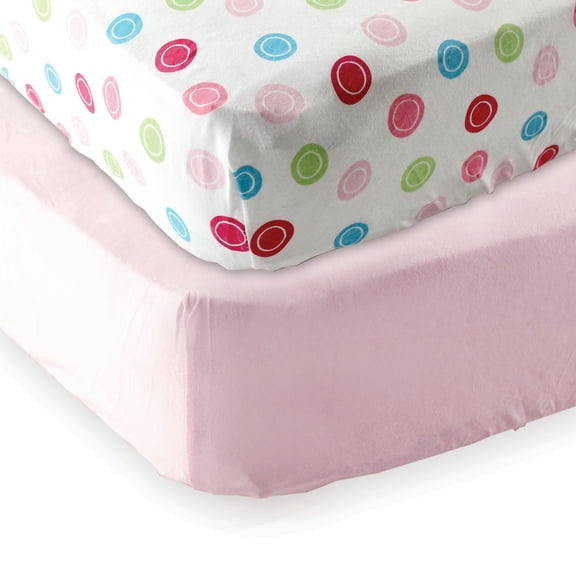 Luvable Friends Baby Girls' Fitted Crib Sheet, 2-Pack