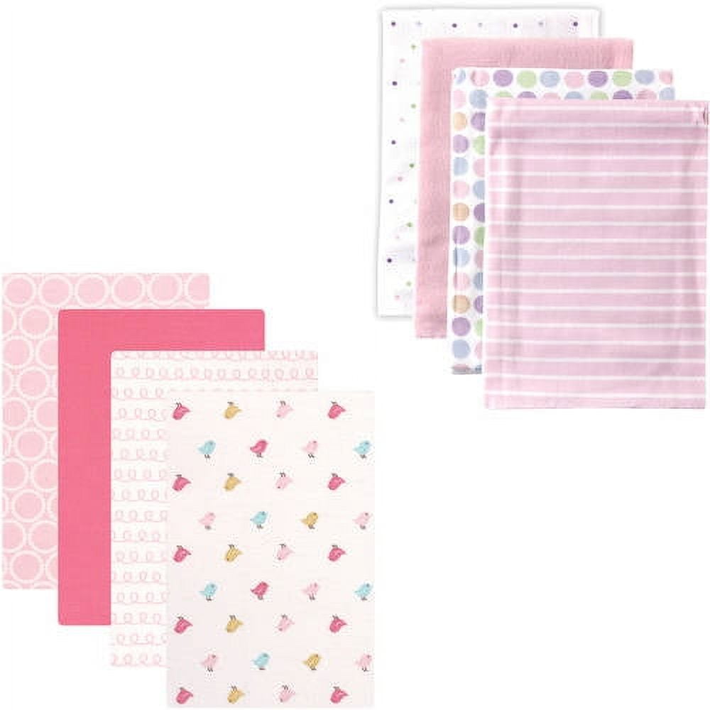 Luvable Friends Baby Girls' Flannel Receiving Blanket, 8-Pack, Choose Your Color
