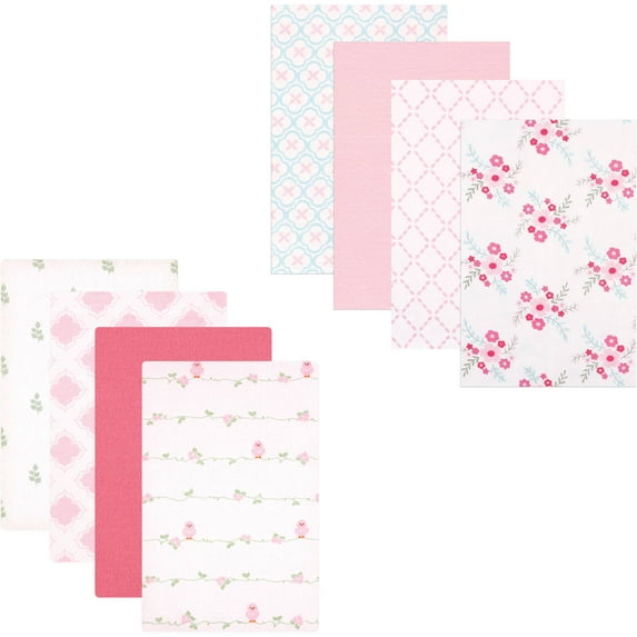 Luvable Friends Baby Girls' Flannel Receiving Blanket, 8-Pack, Choose Your Color