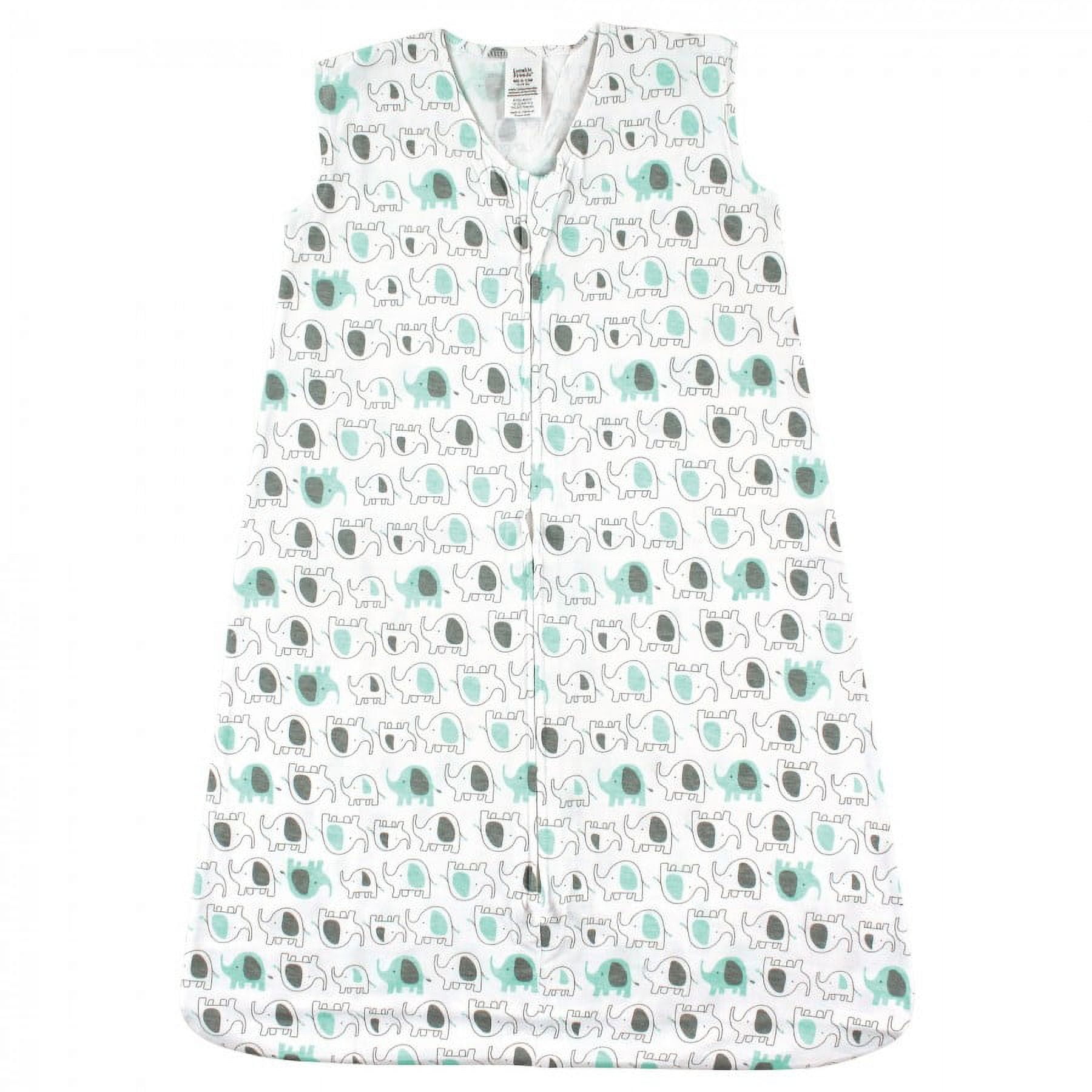 Luvable Friends Baby Sleeveless Jersey Cotton Sleeping Bag, Sack, Blanket, Mint Elephants Jersey, 6-12 Months
