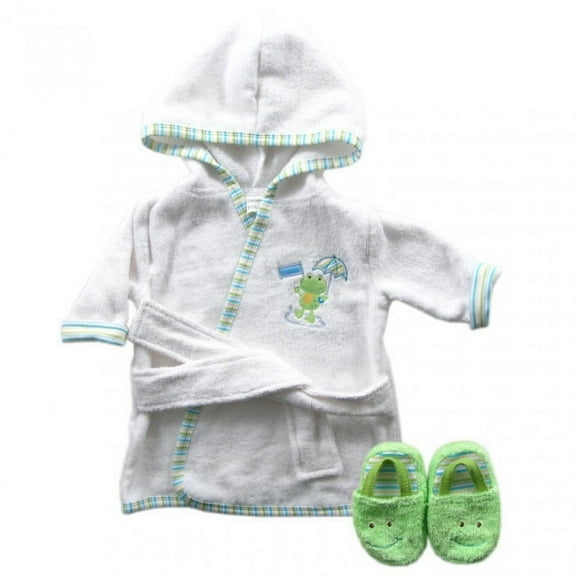 Luvable Friends Baby Unisex Cotton Terry Bathrobe, Green, One Size