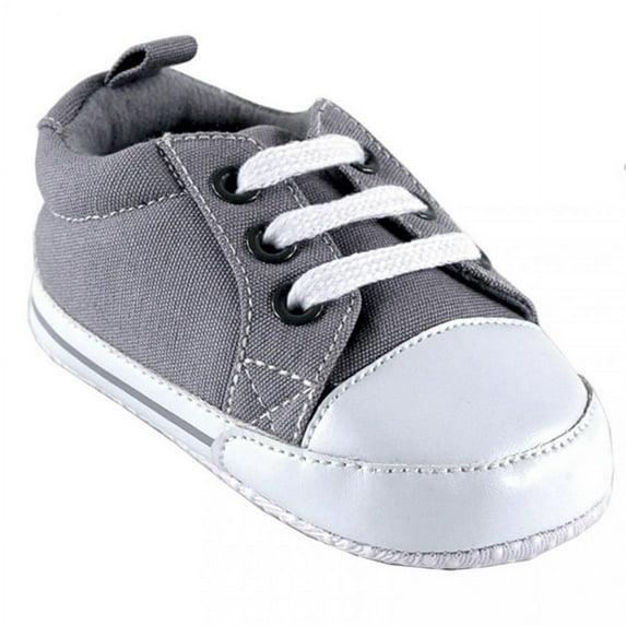 Luvable Friends Baby Unisex Crib Shoes, Gray Canvas, 0-6 Months