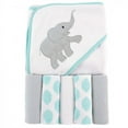 thumbnail image 1 of Luvable Friends Baby Unisex Hooded Towel with Five Washcloths, Ikat Elephant, One Size, 1 of 3