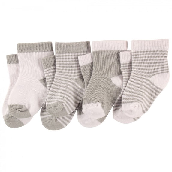 Luvable Friends Baby Unisex Socks Set, Light Gray White, 12-24 Months