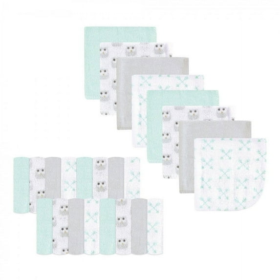Luvable Friends Baby Unisex Super Soft Bundle Washcloths, Gray Owl, One Size