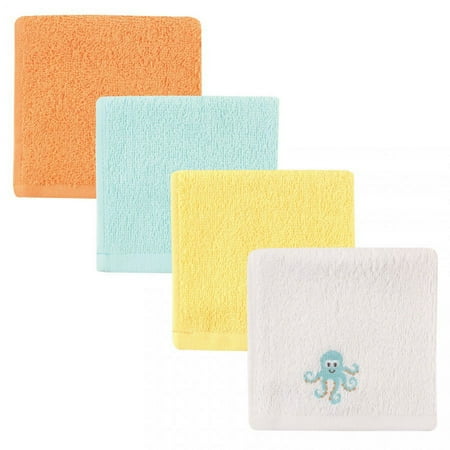 Luvable Friends Baby Unisex Super Soft Cotton Washcloths, Octopus, One Size