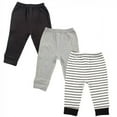 thumbnail image 1 of Luvable Friends Baby and Toddler Boy Cotton Pants 3pk, Black Stripe, 0-3 Months, 1 of 2