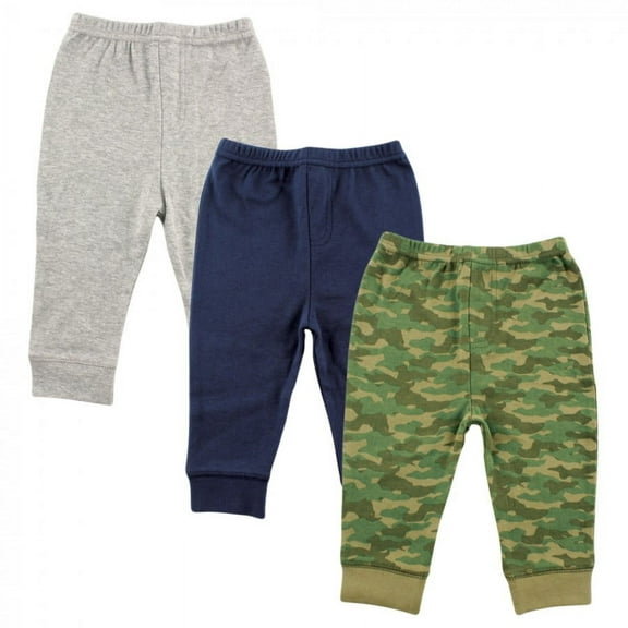 Luvable Friends Baby and Toddler Boy Cotton Pants 3pk, Camo, 0-3 Months