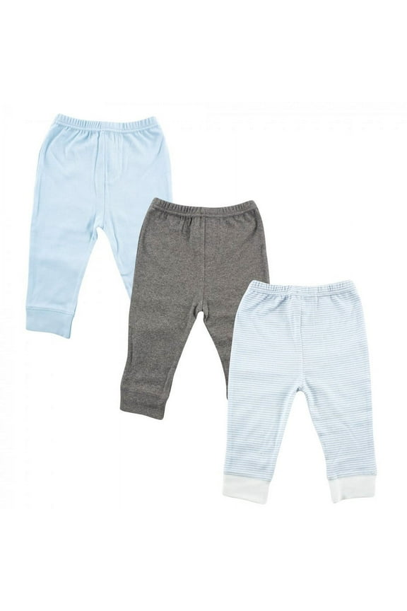 Baby and Toddler Boy Cotton Pants 3pk, Light Blue Stripe, 2 Toddler