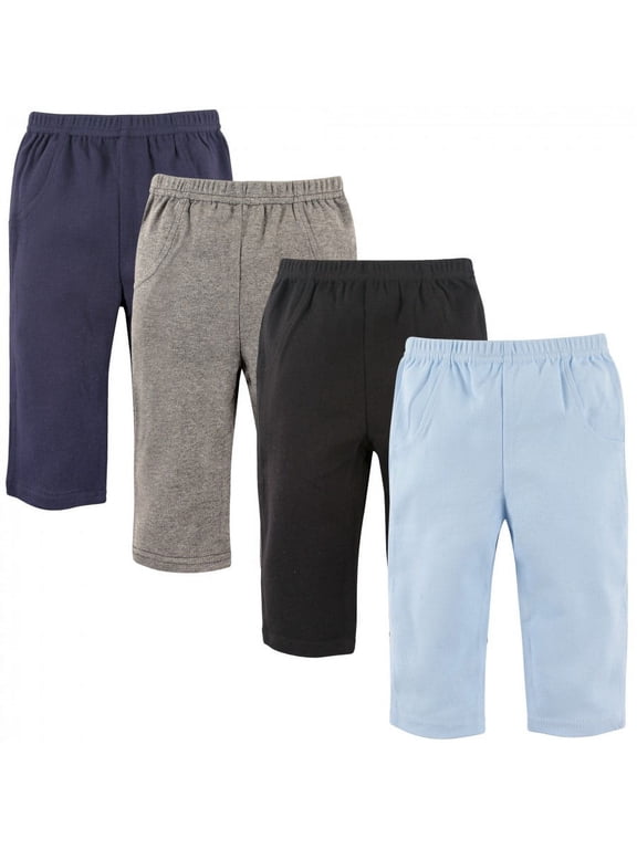 Baby and Toddler Boy Cotton Pants 4pk, Boy Solid, 12-18 Months