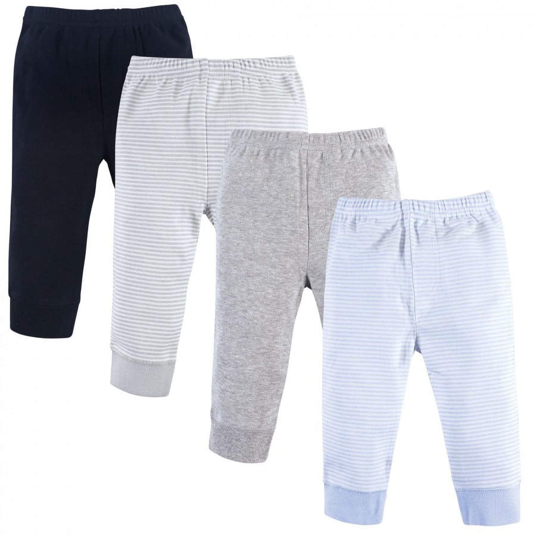 Luvable Friends Baby and Toddler Boy Cotton Pants 4pk, Powder Blue Stripe,  18-24 Months 