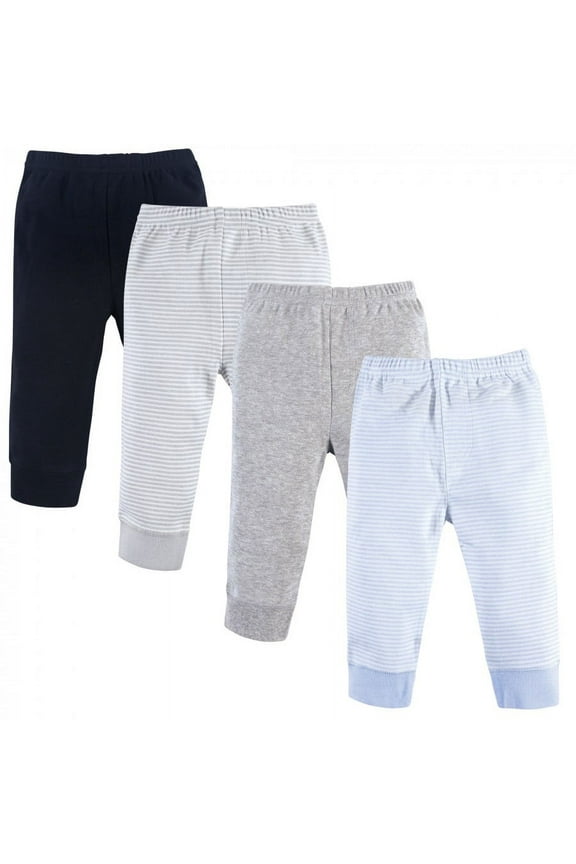 Baby and Toddler Boy Cotton Pants 4pk, Powder Blue Stripe, 18-24 Months