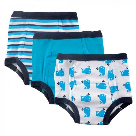Luvable Friends Baby and Toddler Boy Cotton Training Pants, Whale, 12-18 Months