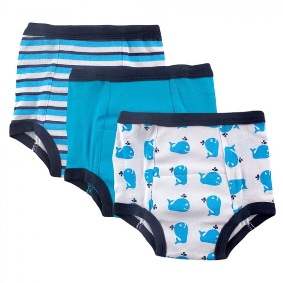Luvable Friends Baby and Toddler Boy Cotton Training Pants, Whale, 4 Toddler