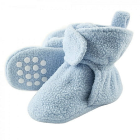 Luvable Friends Baby and Toddler Boy Cozy Fleece Booties, Light Blue, 0-6 Months