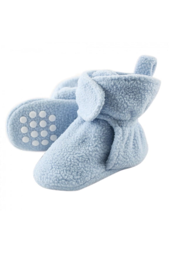 Baby and Toddler Boy Cozy Fleece Booties, Light Blue, 0-6 Months