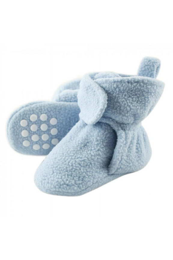 Baby and Toddler Boy Cozy Fleece Booties, Light Blue, 4 Toddler