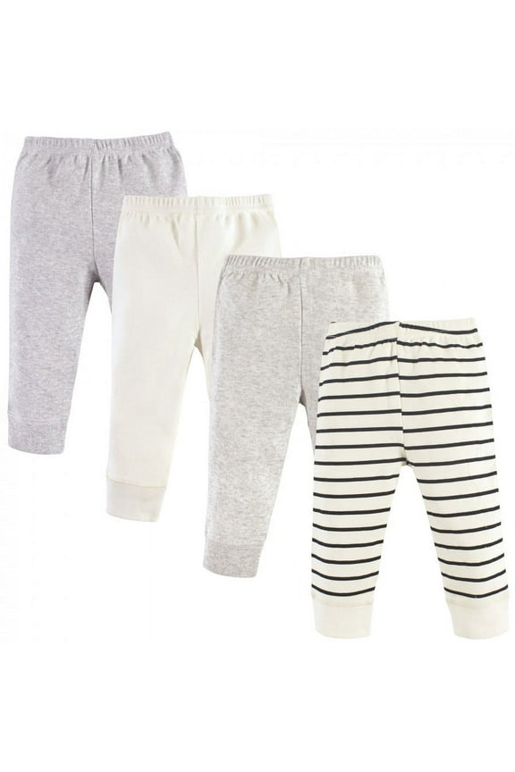 Baby and Toddler Cotton Pants 4pk, Cream Stripe, 6-9 Months