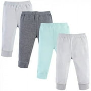Luvable Friends Baby and Toddler Cotton Pants 4pk, Light Gray Stripe, 0-3 Months