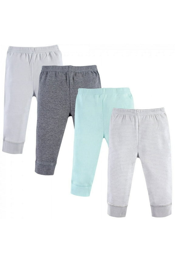 Baby and Toddler Cotton Pants 4pk, Light Gray Stripe, 3-6 Months