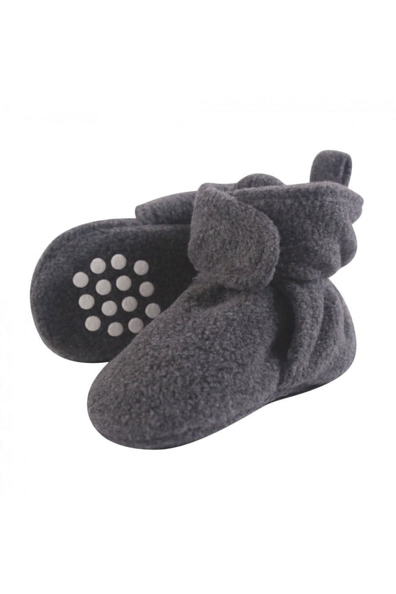 Baby and Toddler Cozy Fleece Booties, Charcoal Heather, 12-18 Months