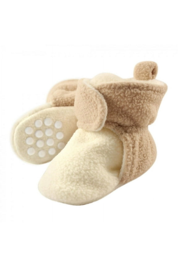 Baby and Toddler Cozy Fleece Booties, Cream Tan, 18-24 Months