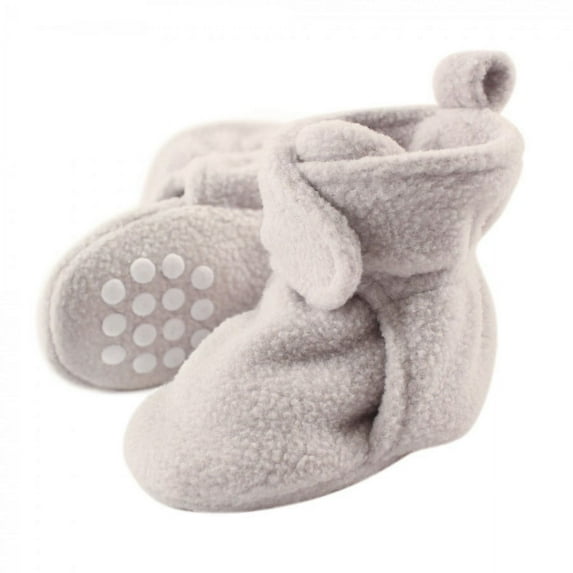 Luvable Friends Baby and Toddler Cozy Fleece Booties, Gray, 3 Toddler