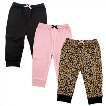 Luvable Friends Baby and Toddler Girl Cotton Pants 3pk, Leopard, 2 Toddler